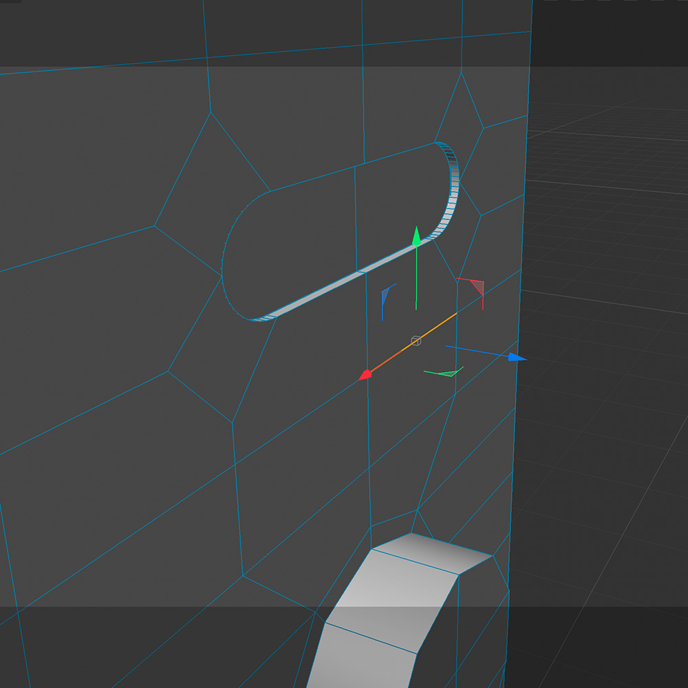 For the oval buttons I inset a rectangle and beveled the corners to round them. I then extruded them and it did not come out as intended.