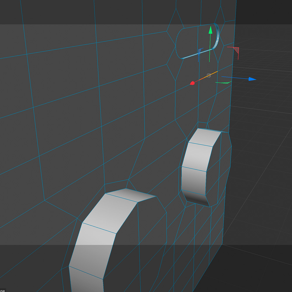 Instead of inseting the button I extruded the rectangle and then beveled the corners.