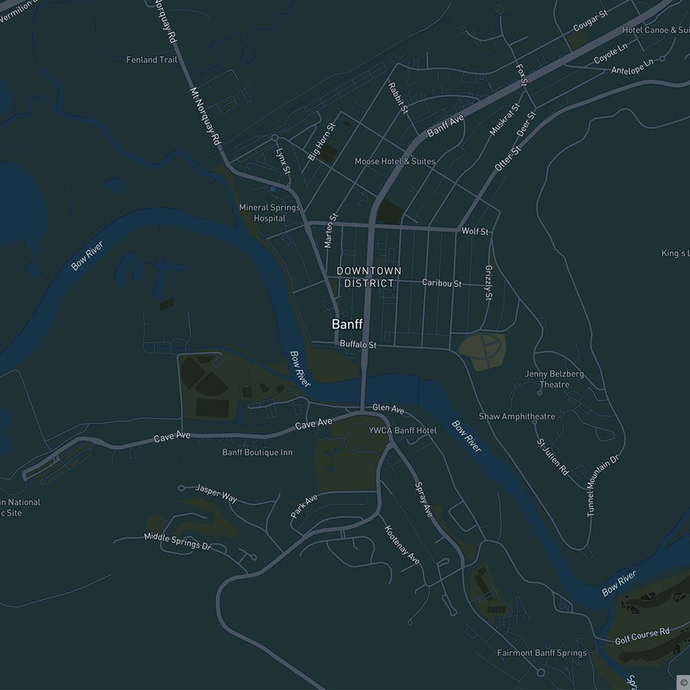 Mapbox Cartogram of mountains near Banff in Calgary Alberta.