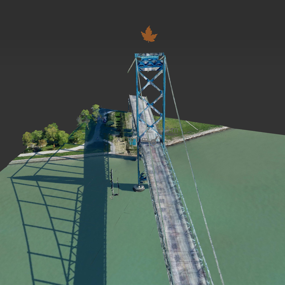 This was a test on what it was like to use the geolocation anchor type to see how a geospatial ar scene would work. This is the Ambassador bridge located in Windsor Ontario right across from Detroit Michigan.