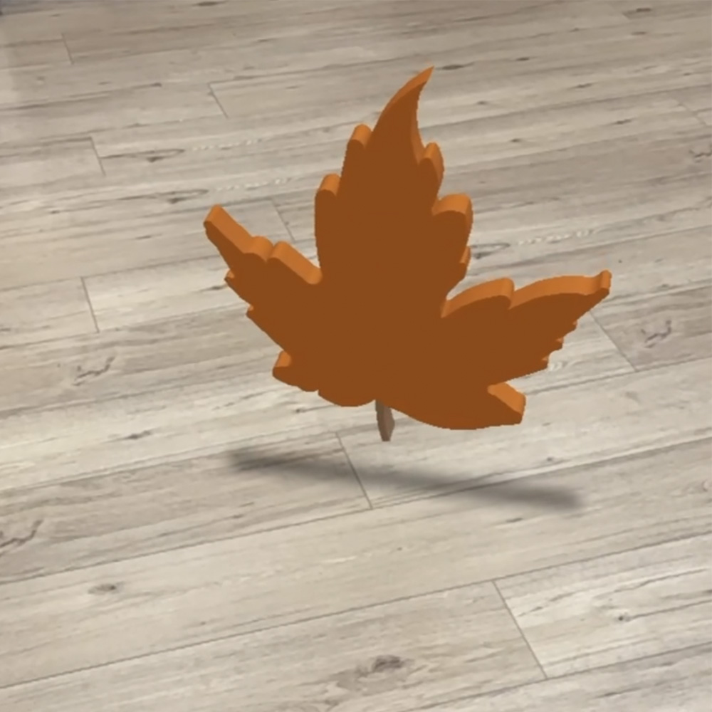 This is a ar test I conducted in Adobe Aero where I made the leaf slowly spin.